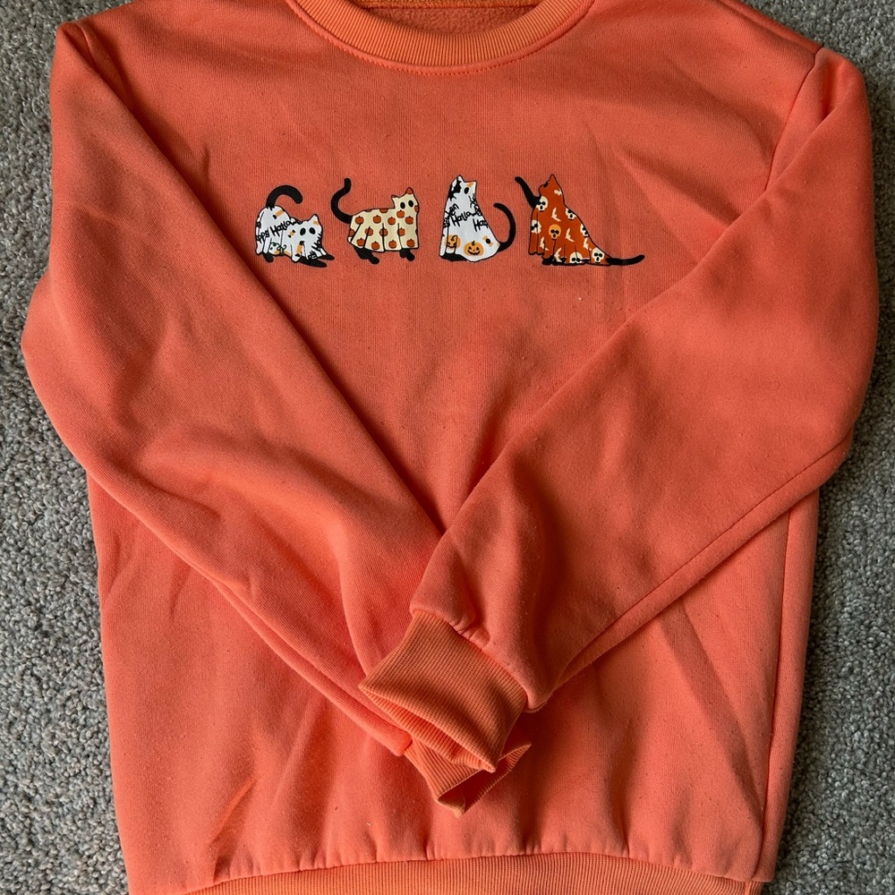 Halloween Cat Print Sweatshirt